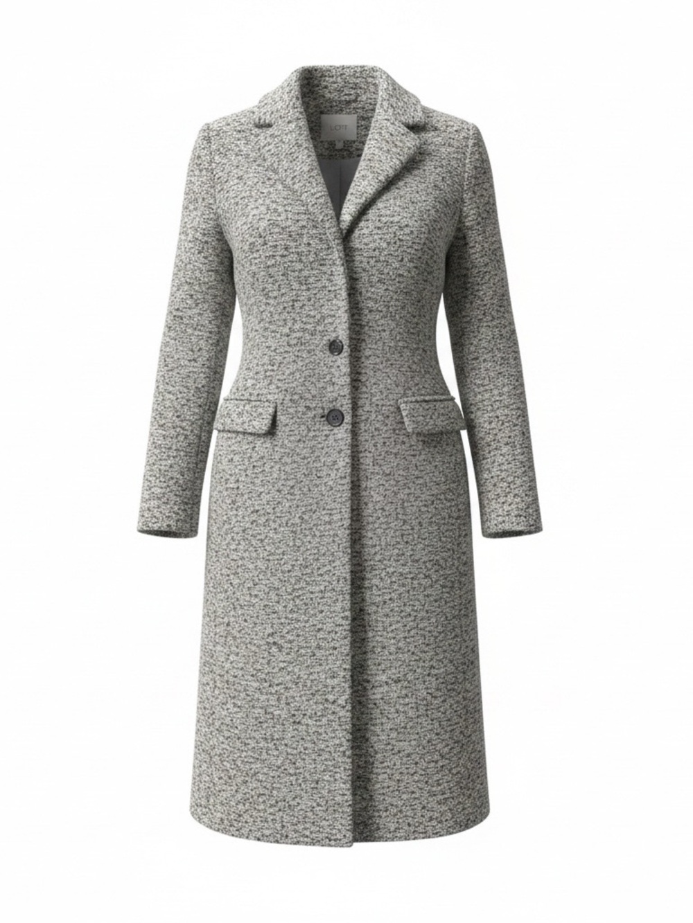 LOFT Gray Wool Bouclé Single-Breasted Long Coat